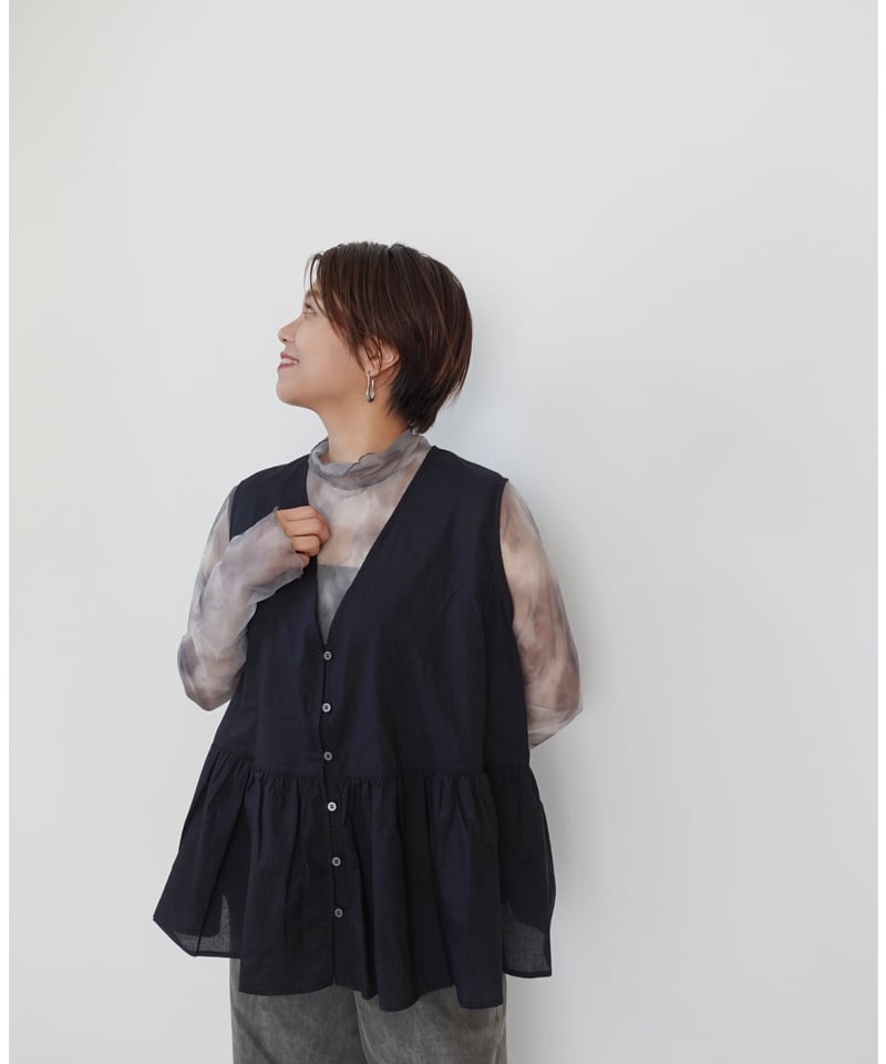 【miandmou】cotton vest blouse 【4L】ミーアンドモウ miandmou】cotton vest blouse 【4L】ミーアンドモウ
