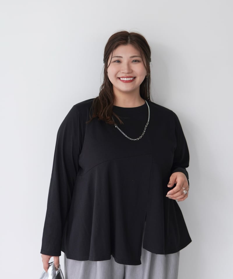 Salsation ASYMMETRIC T-SHIRT 未使用　　　XS Asymmetric Long T-shirt | ブラック | MI AND MOU