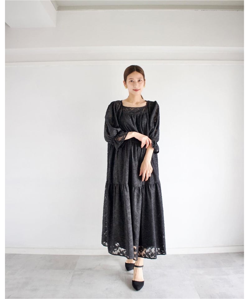size1 / jacquard one-piece【ブラック】 | MI AND MOU