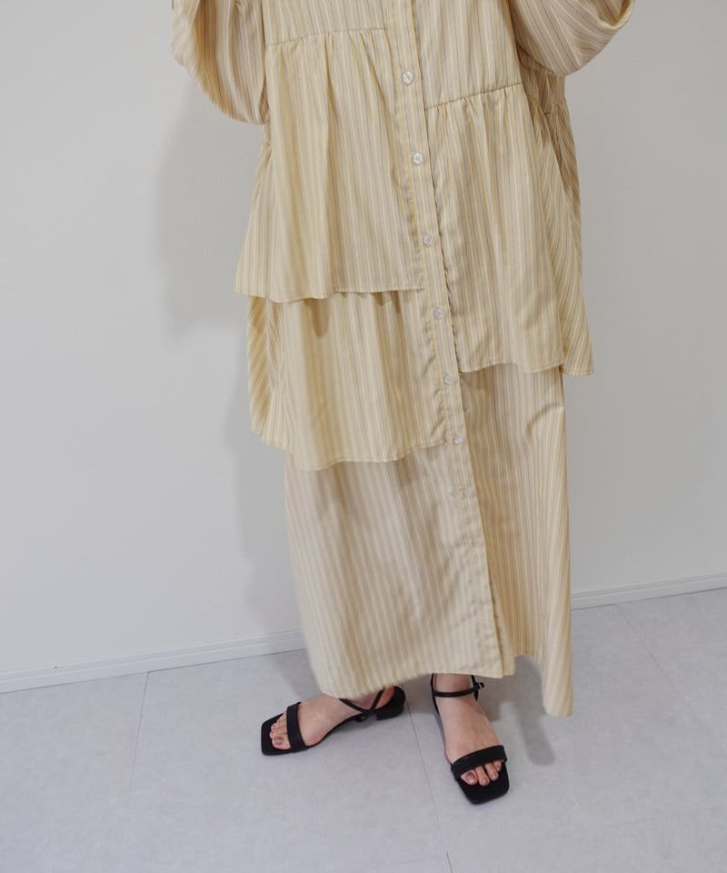 asymmetry shirt one-piece | イエロー | MI AND MOU