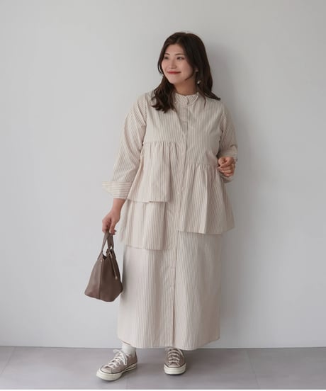 asymmetry shirt one-piece | モカ