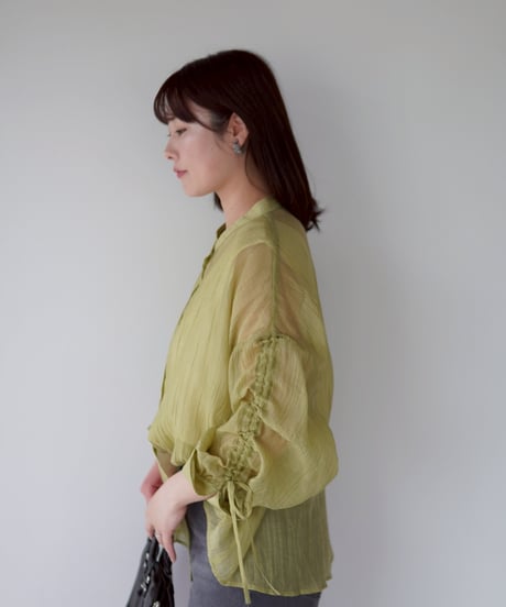 sheer ribbon blouse｜オリーブ