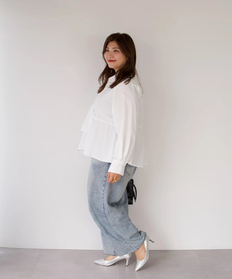 Asymmetric shirt | ホワイト | MI AND MOU