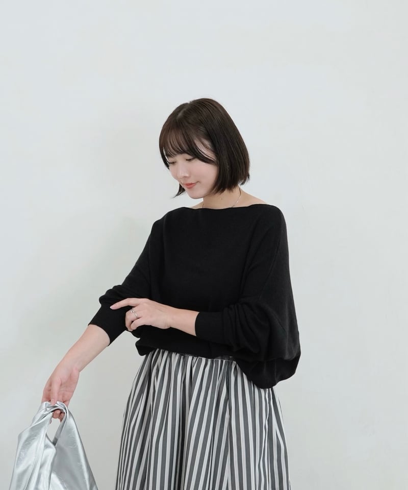 boatneck knit | ブラック | MI AND MOU