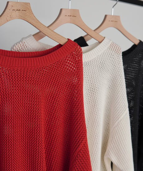 mesh knit pullover | チャコール