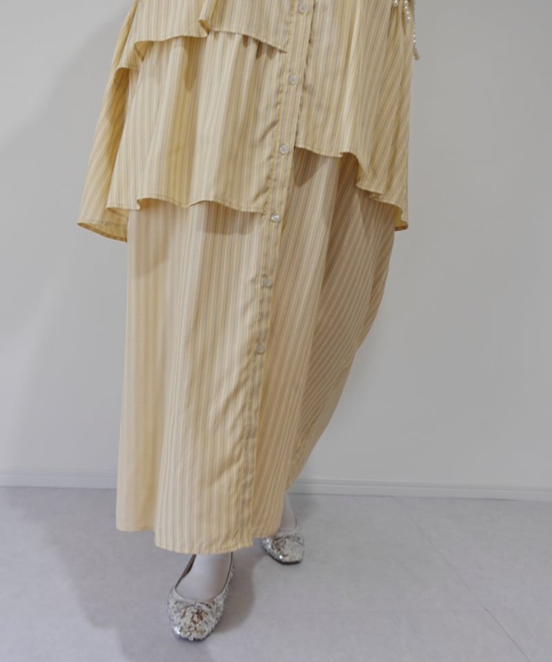 完売品　miandmou ミアモ　ミーアンドモウ　シャツワンピース　イエロー asymmetry shirt one-piece / イエロー | MI AND MOU