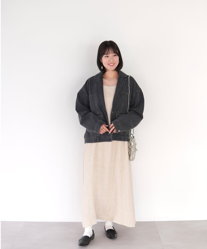 mi and mou デニムテイラードジャケット tailored denim jacket｜ブラック | MI AND MOU