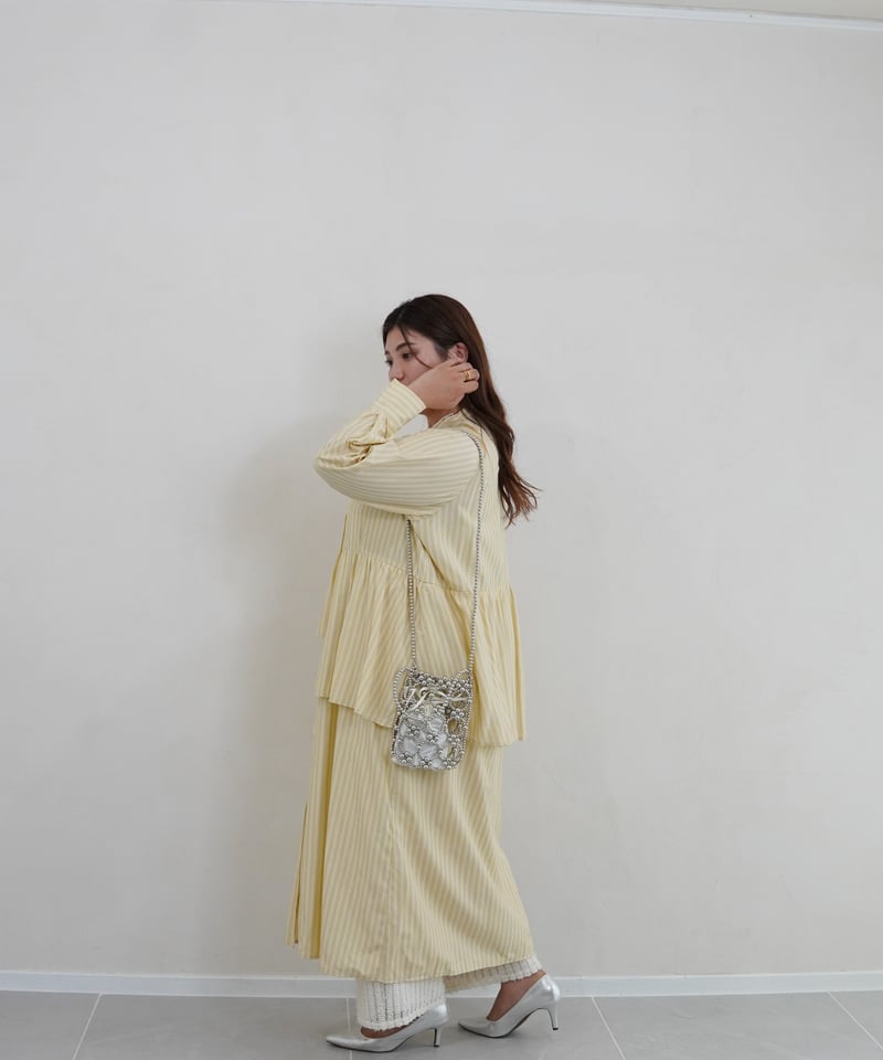 mi and mou シャツワンピース　イエロー　ミーアンドモウ asymmetry shirt one-piece | イエロー | MI AND MOU