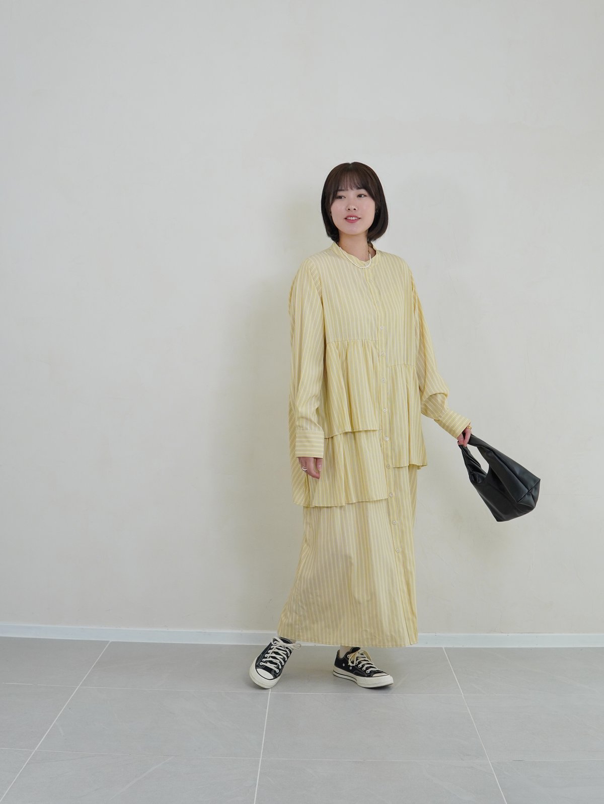MI AND MOU シャツワンピース　イエロー asymmetry shirt one-piece | イエロー | MI AND MOU