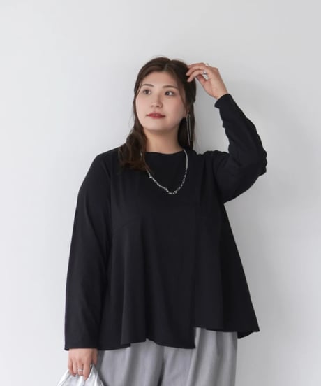 Asymmetric Long T-shirt | ブラック