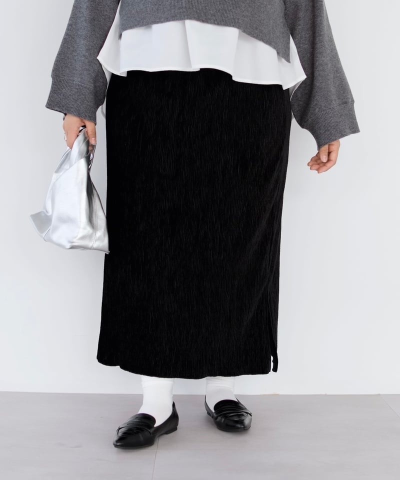 velour tight skirt | ブラック | MI AND MOU