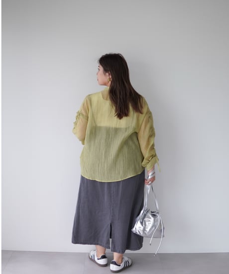 sheer ribbon blouse｜オリーブ