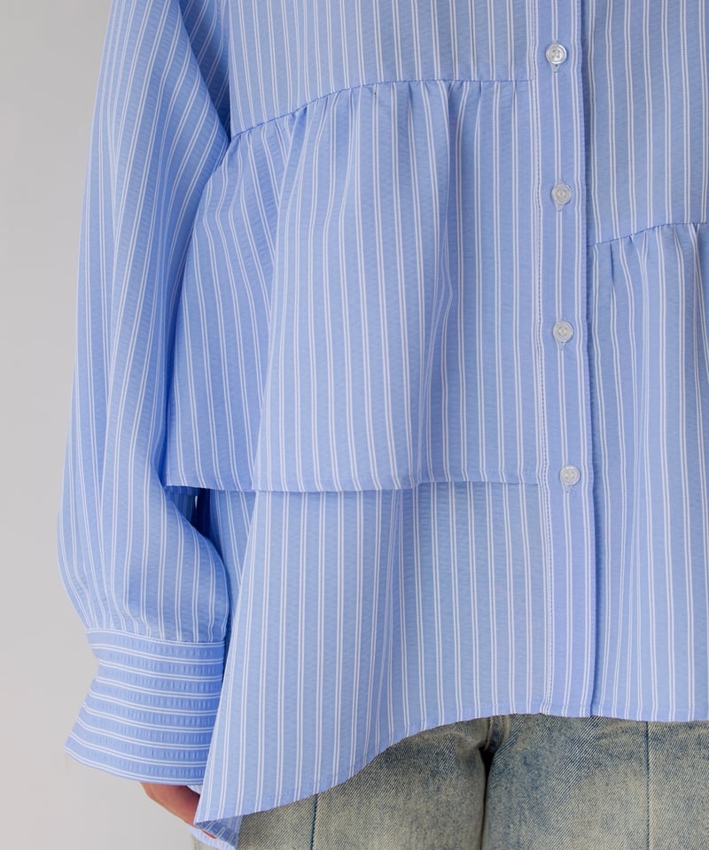 Asymmetric shirt | ブルー | MI AND MOU
