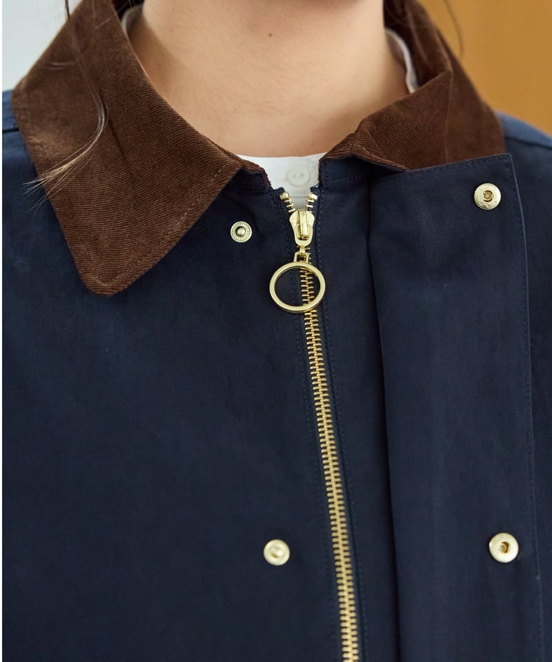 Laveange】ステンカラーコート | ネイビー | MI AND MOU