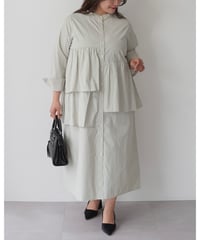 asymmetry shirt one-piece | グリーン