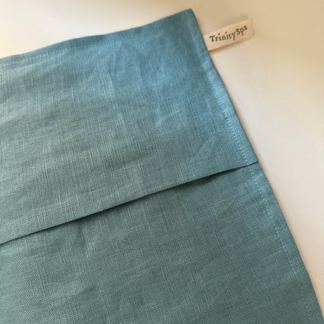 よもぎ玄米カイロ　リネン100%カバー付き　スカイブルー【月と星の刺繍】