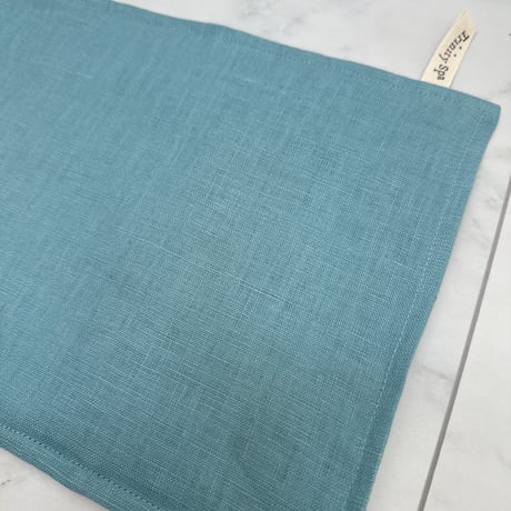 よもぎ玄米カイロ　リネン100%カバー付き　スカイブルー【月と星の刺繍】