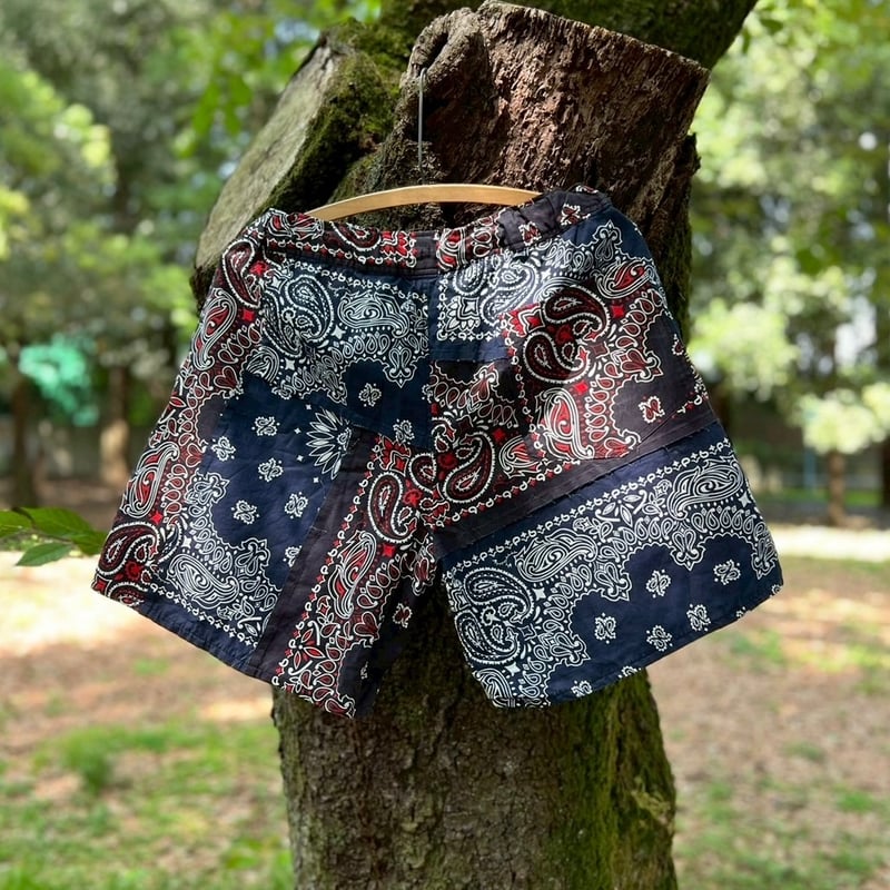 redad made in usa bandana patchwork short（navy）