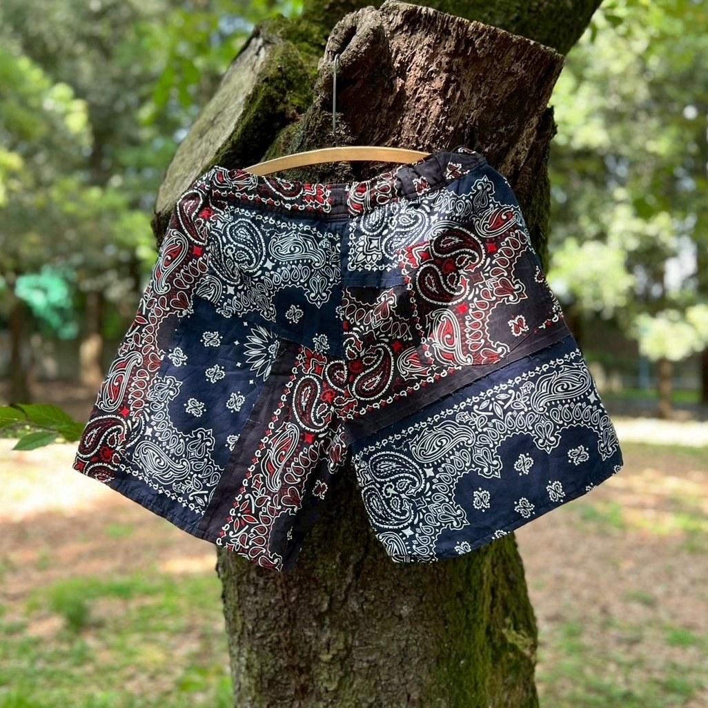 redad made in usa bandana patchwork short（navy）