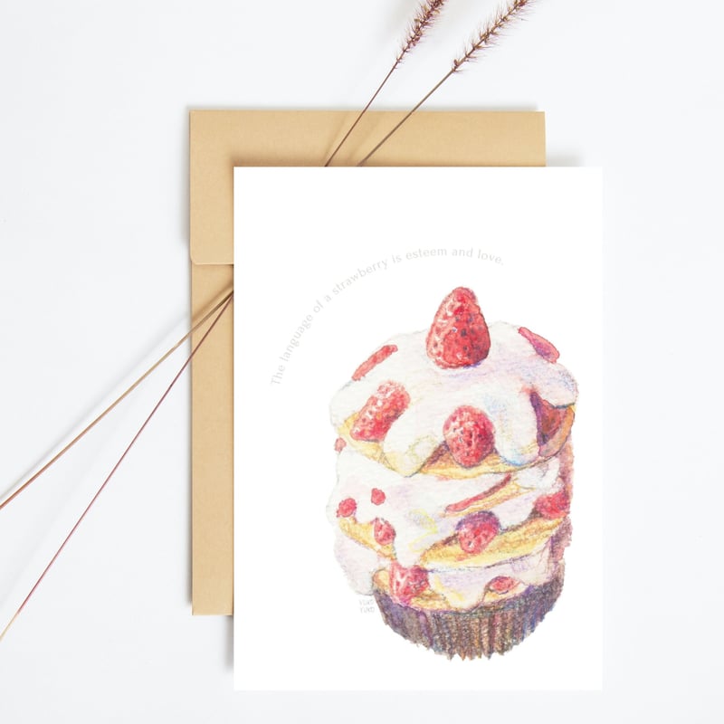 苺大好きな人におくるポストカード【苺ケーキ】3枚セット[送料無料