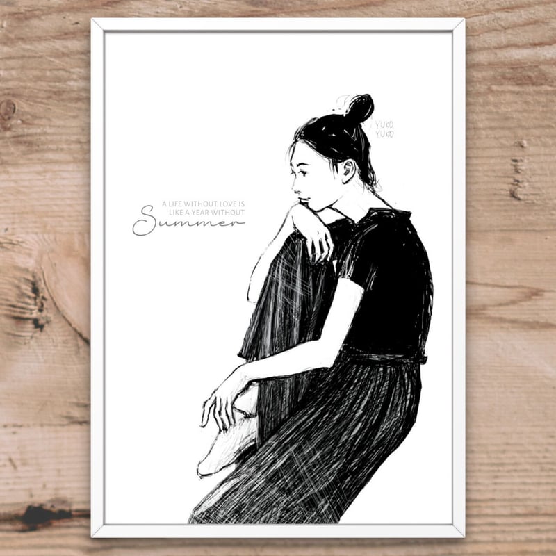 線画好き、モノクロ好きのためのポストカード【横顔】3枚セット[送料