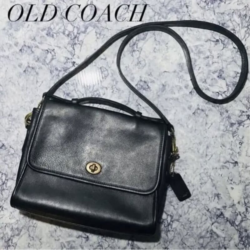 OLD COACH オールドコーチ オールレザー2wayバッグ 黒 ブラック