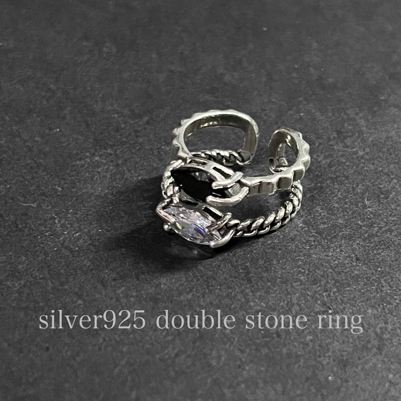 シルバー925 ダブルストーンリング / silver925 double stone rin