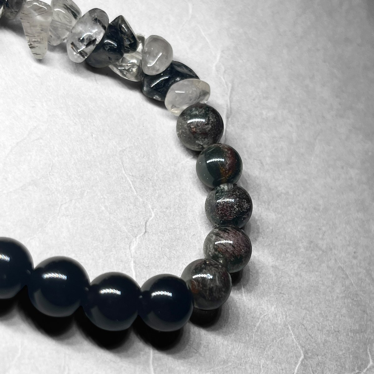 mix bracelet：silver obsidian bracelet / ミックスブレス