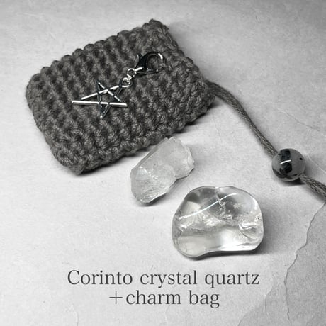 Corinto Minas Gerais crystal + charm bag /ミナスジェライス州コリント産水晶ミニタンブル・ミニポイント＋御守袋 9