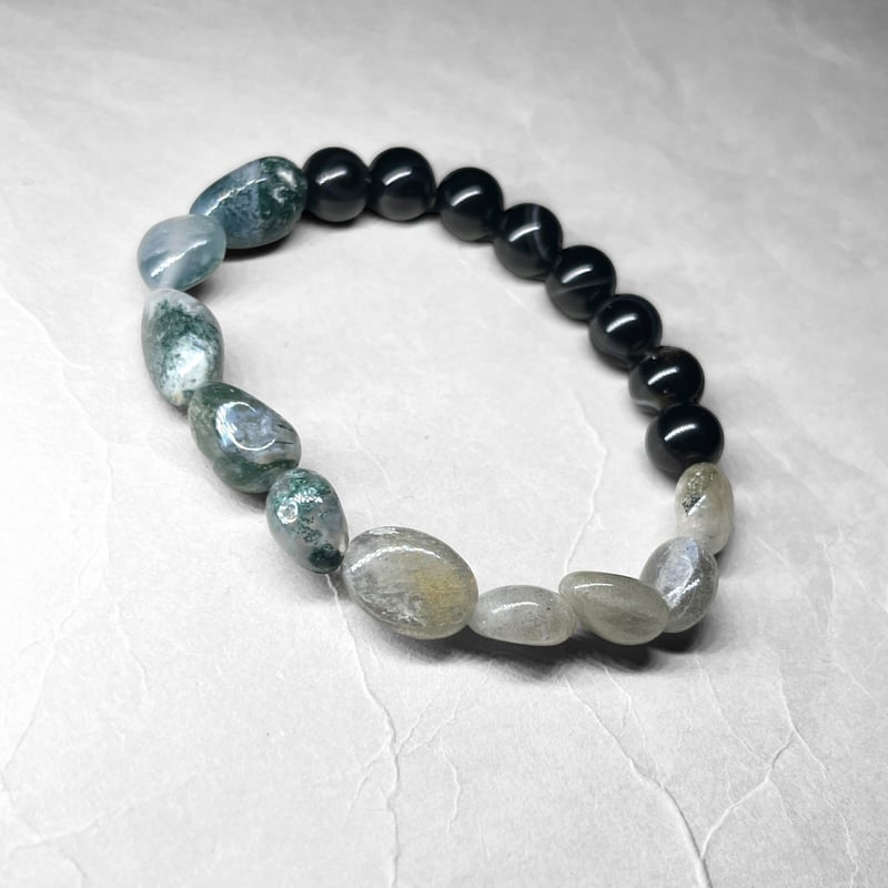 mix bracelet：black agate / ミックスブレスレット M：ブラックアゲー
