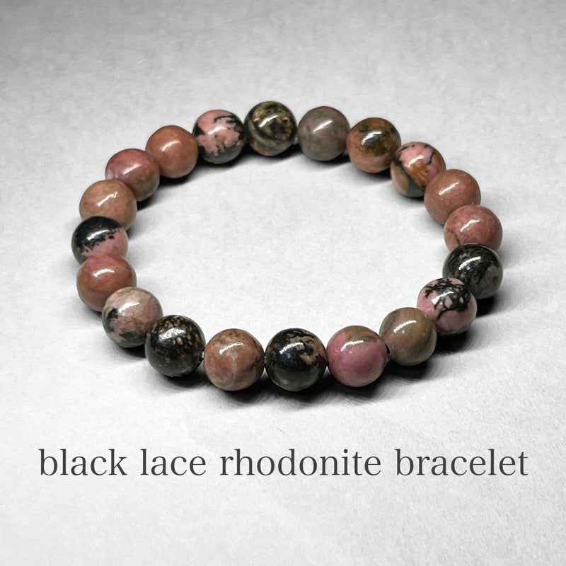 black lace rhodonite bracelet / ブラックレースロードナイトブレ