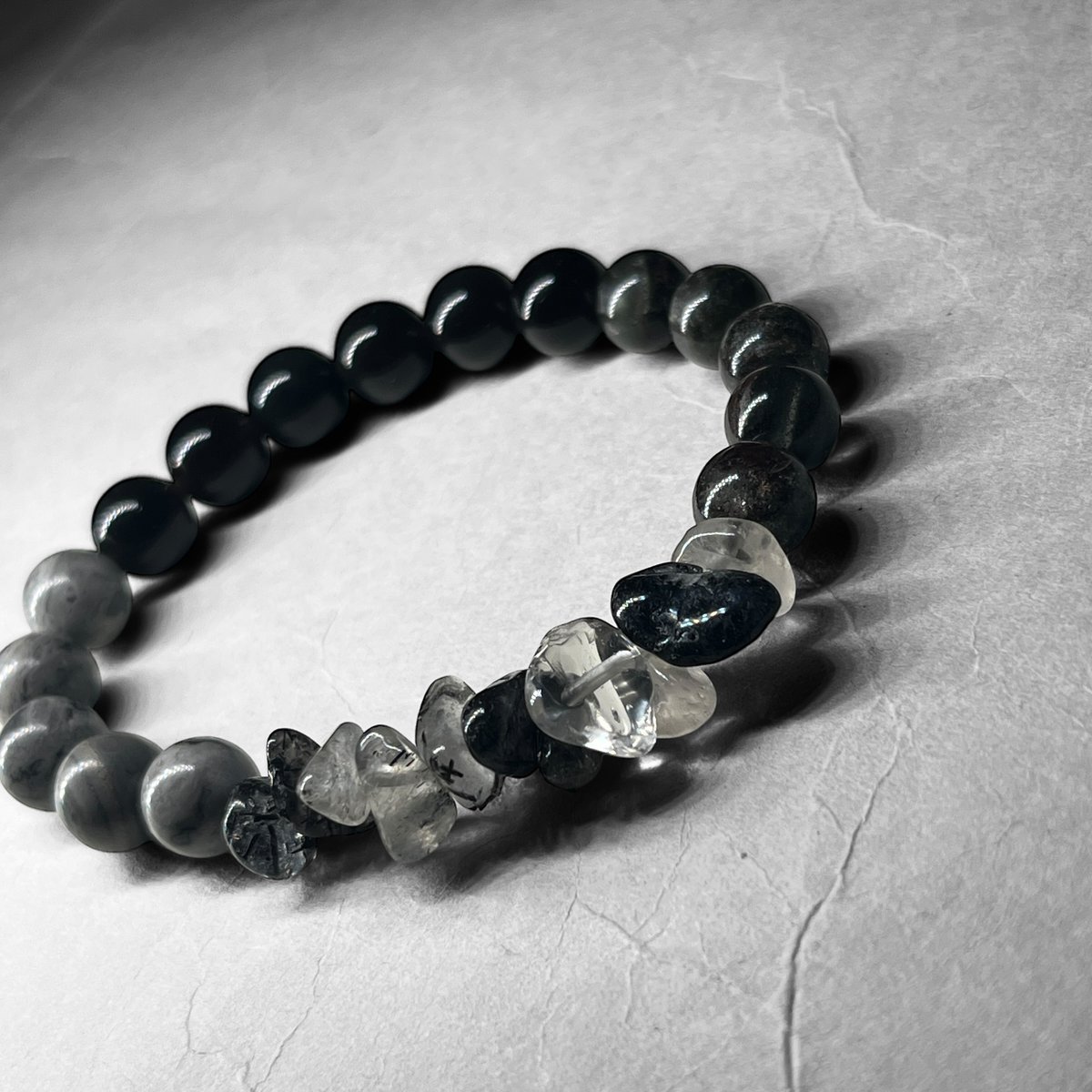 mix bracelet：silver obsidian bracelet / ミックスブレス