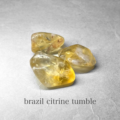 brazil citrine tumble / ブラジル産シトリンタンブル 3 ( 3個セット・レインボーあり・リモナイト )