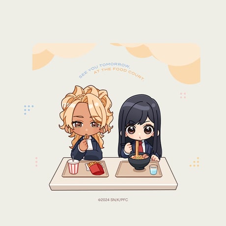 フードコートで、また明日。　トートバッグ （和田＆山本）