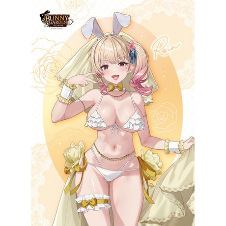 バニーガーデン　描き下ろしB2タペストリー （凜／バニーウエディング水着）Wスエード