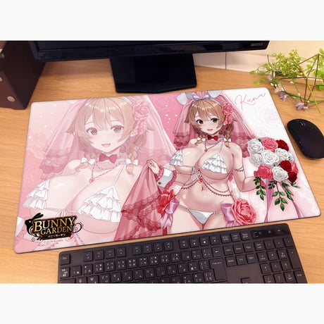 バニーガーデン　描き下ろしラバーマット （花奈／バニーウエディング水着）