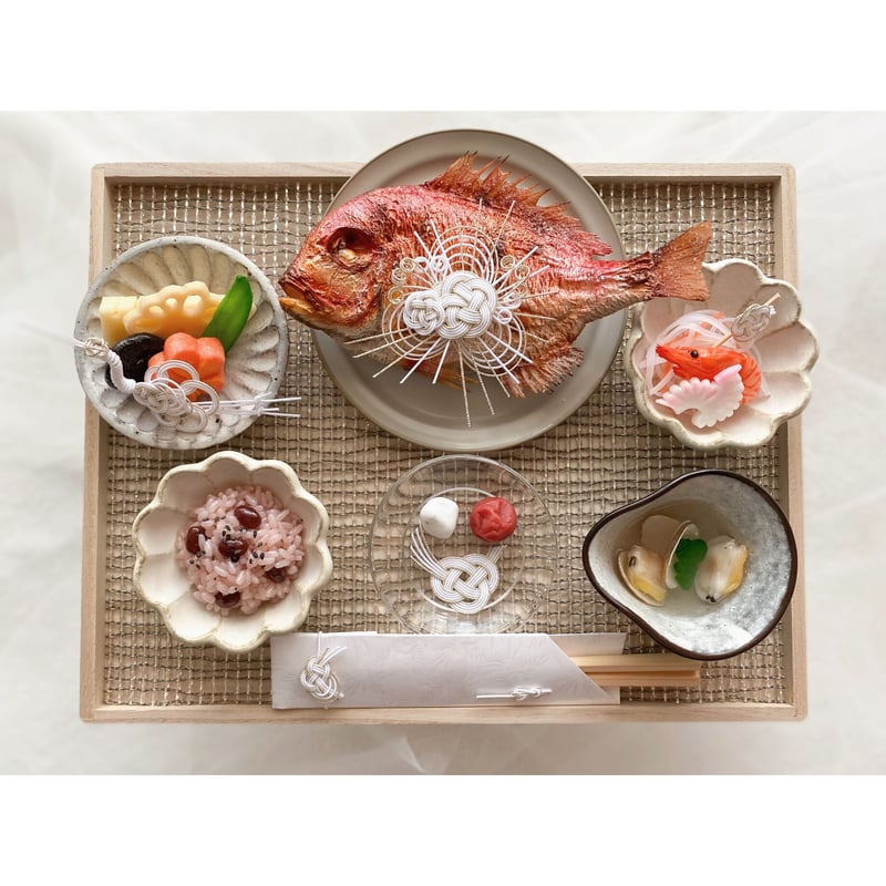 お食い初め　男の子　女の子　撮影用　フルヤ　食品サンプル お食い初めセット（寿） - 撮影用小道具「フルヤ」