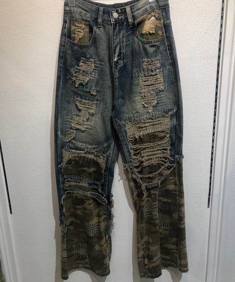 ハードダメージ加工デニムパンツ〈S・M〉　24105-081