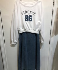 スウェット上下セットアップトップス＆ロングデニムスカート〈全3色〉　25110-015