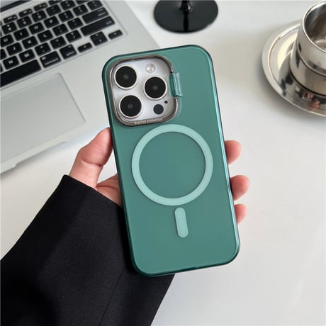 「142」magsafe充電ケース iphone15pro/14 スタンドケース マット質感 iphoneケース 指紋防止