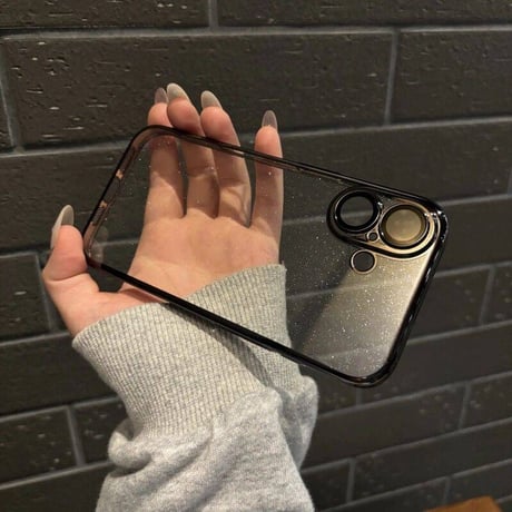 「065」メタリック iphone17/16pro ケース キラキラ カメラ保護 iphone15pro/14 ケース 透明 可愛い