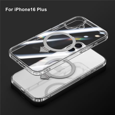 「338」magsafe 透明 ケース iphone16/16pro ケース スタンド付き 衝撃に強い