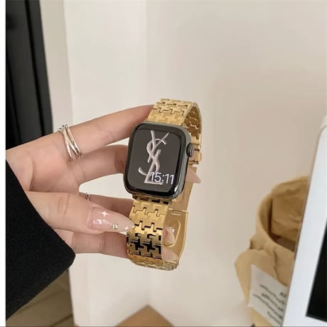 「268」アップル ウォッチ Series 10/11 ステンレス バンド 千鳥柄 apple watch ベルト おしゃれ 男女兼用