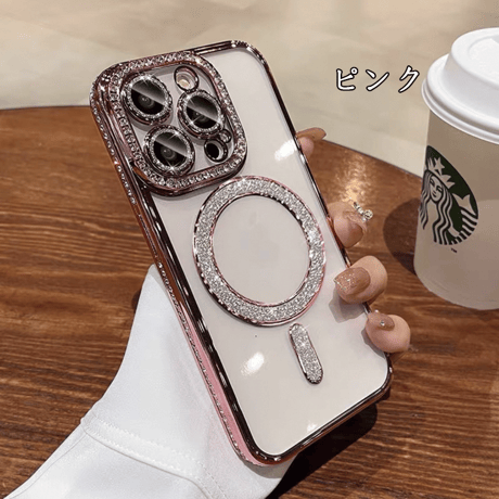 「363」magsafe 対応 ケース かわいい iphone17/17pro/16/16pro ケース クリア ストーンデコ