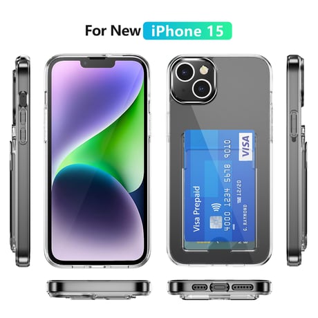 「218」iphone16 ケース クリア 耐衝撃 iphone16pro/15 ケース カート収納 2枚
