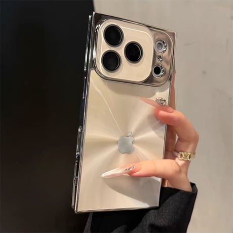 「398」iphone17proケース スクエア型 iphone16pro/15/14 ケース レーザー おしゃれ