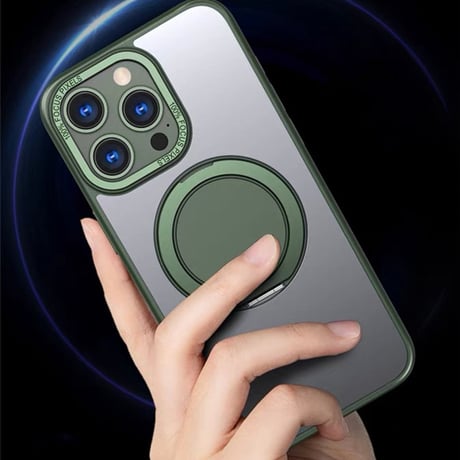 「296」magsafe対応ケース マット iphone16/16pro ケース スタンド付き 360°回転