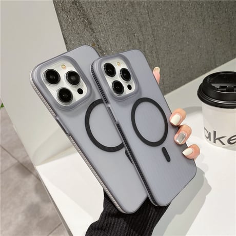 「158」iphone ケース 滑り 止め iphone15/14 magsafe 対応 ケース 半透明