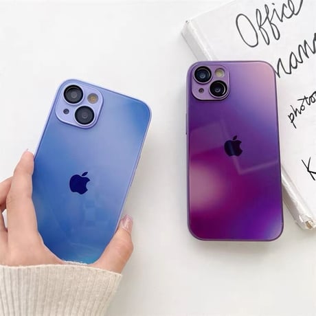 「005」グラデーションカラー iphone17/16/16pro ガラスケース カメラ保護 iphone15pro ケース おしゃれ