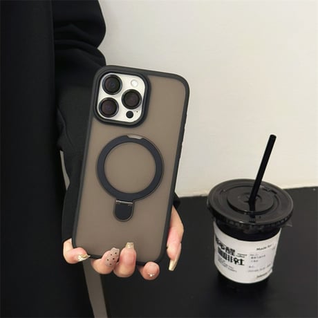 「438」iphone17/17pro ケース スタンド付き magsageケース カメラリング付き